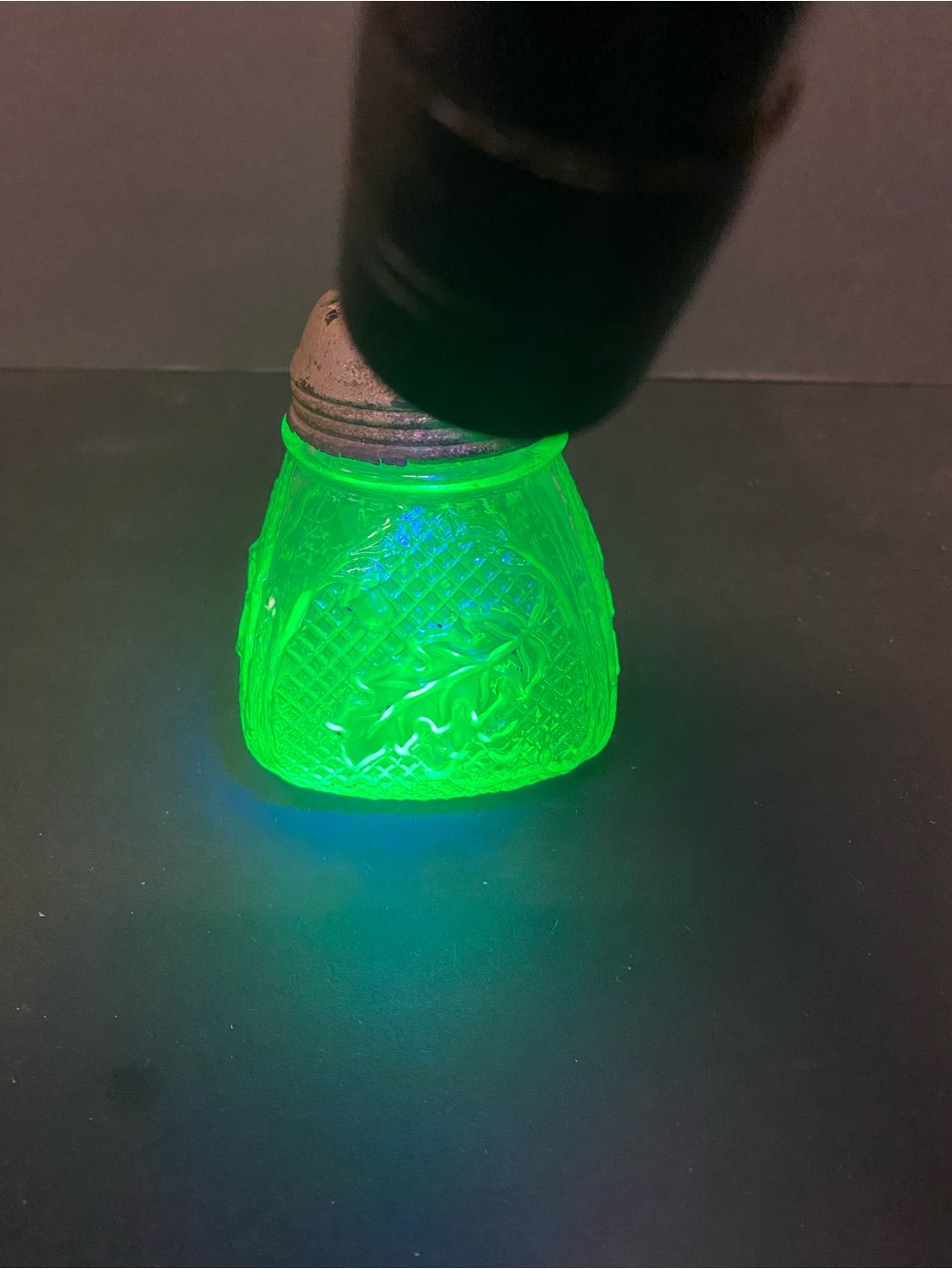 Vintage Uranium glass shaker